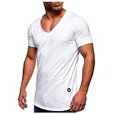 Moderner Männer T-Shirt Herren Sommer T-Shirt V-Ausschnitt Slim Fit Baumwolle-Anteil V-Neck Hoodie-Sweatshirt Kurzarm lang Atmungsaktives Basic Bottoming Shirt günstig