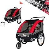 Tiggo S2 Kinderanhänger mit Federung Jogger 2 in 1 Kinder Buggy fahrradanhänger Anhänger 360° Drehbar (Rot)