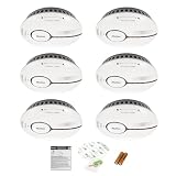 Rauchmelder, Feueralarm Rauchmelder mit LED-Anzeige & Test/Stummschaltungstaste, austauschbarer Batterie, entspricht dem EN14604-Standard, Ton- und Blitzalarm 85dB für Zuhause (Standalone 6er Pack)