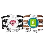 DIYthinker H Wasserstoff Chemisches Element Wissenschaft Armband Handschlaufe Leder Seil Forever Love Armband Doppelset