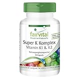 Vitamin K Komplex - Super K mit Vitamin K1 & K2 MK-7 - HOCHDOSIERT - Phytomenadion + Menaquinon MK-7 - VEGAN - 90 Kapseln