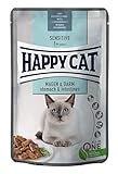 Happy Cat 70623 - Sensitive Meat in Sauce Magen & Darm Pouch - Nassfutter für Sensible Katzen und Kater - 85g Inhalt
