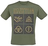 Led Zeppelin Herren Ledzeppelin_Gold Symbols Square_Men_Green_ts: M T-Shirt, Schwarz (Black Black), Medium