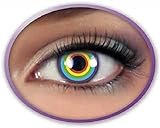 KarnevalsTeufel Kontaktlinsen farbig getönt bunt versch. Varianten bunt Katzenauge Fabelwesen Horror Glitter ohne Stärke gut deckend, kurzes MHD (Colorful)