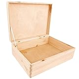 Creative Deco XL Große Holzkiste mit Deckel | 40x30x14 cm (+/-1cm) | Erinnerungsbox Baby Holzbox mit Deckel Unlackiert Kasten | Für Dokumente, Spielzeug, Werkzeuge | ROH & UNGESCHLIFFEN