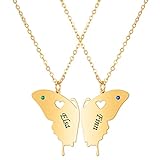 Valyria Personalisiertes Schlüssel-Herz-Puzzle-Halsketten-Set aus Edelstahl mit Geburtssteinen – nach Maß mit jedem Namen, Edelstahl, Strass