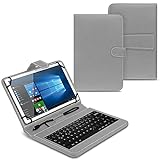 UC-Express Tasche + Tastatur kompatibel für Lenovo Tab M10 FHD Plus Hülle Keyboard Case QWERTZ Standfunktion USB Cover Case, Farben:Grau