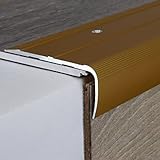 PROVISTON | Treppenprofil | 28.5 x 75 x 1000 mm | goldfarbig | Aluminium | hochwertige Metallprofile | Treppenkante | zum Schrauben | qualitatives Winkelprofil | robust | langlebig