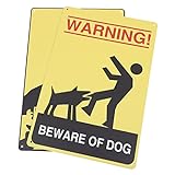Sosoport 2Pcs Metall Vorsicht vor Hundezeichen Lustiges Hunde Metall Zeichen für Immobilienschutzhund Zeichen Hunde Warnschilder