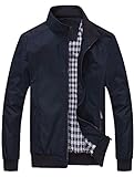 FTCayanz Herren Bomberjacke Übergangsjacke mit Stehkragen Jacke Kurz Mantel für Business Freizeit Dunkelblau XL