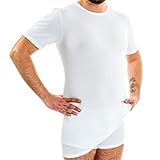 HERMKO 3847 Herren extralanges Kurzarm Shirt (+10cm) Unterhemd mit 1/4 Arm aus 100% Bio-Baumwolle (Feinripp), Größe:D 7 = EU XL, Farbe:weiß