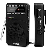 PRUNUS J-166 AM FM UKW Radio Batteriebetrieben, Transistorradio Weltempfänger Radio mit großartiger Empfang, Mittelwellenradio mit Signalanzeige, Rückclip & lautem Lautsprecher zum Reisen, Camping