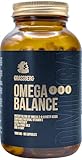 GRASSBERG - Omega 3-6-9 Balance | Premium-Fettsäuren mit Fischöl, Leinsamenöl und Borretschöl - 90 Kap