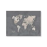 WSF-MAP, 1 stück Weltkarte Kunstdruck Grau Poster Home Decoration, Kompass Live Karte der Welt Wandkunst Bild Leinwand Malerei Schlafsaal Dekor (Farbe : PH6910, Größe : A3 30x42 cm No Frame)