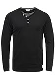 !Solid Doriano Herren Longsleeve Langarmshirt Shirt Mit Grandad-Ausschnitt, Größe:M, Farbe:Black (9000)