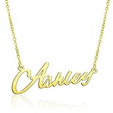 BUREI Damen Personalisierte Kette Namen Halskette Edelstahl Women's Necklaces Geschenk für Frauen Ashley
