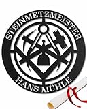 Zunftzeichen Steinmetz – Personalisiertes Metallschild, Edle Berufssymbolik, Klassische Wanddekoration für Steinbearbeitung, Perfekt für Werkstatt & Büro, Spezialgeschenk für Steinhandwerk