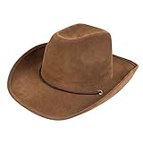 Boland 04351 - Hut Utah für Erwachsene, Kunstleder, Dunkelbraun, Cowboyhut, Westernhut, Cowboy, Ranger, wilder Westen, Kopfbedeckung, Accessoire, Motto Party, Karneval