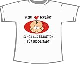 Mein Herz schlägt Schon aus Tradition für Ingolstadt; Kinder T-Shirt weiß, Gr. 7-8
