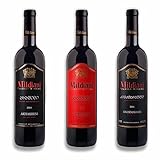 MILDIANI Weinpaket – drei erstklassige Weine: Akhasheni lieblicher Rotwein, Mukuzani trockener Rotwein, Kindzmarauli lieblicher Rotwein aus Georgien (3 x 0.75 l)