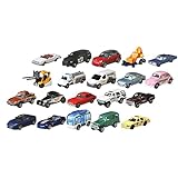 Matchbox FGM48 - 20er-Pack mit Poster, 1:64 Die-Cast Fahrzeuge Geschenkset, je 20 Spielzeugautos, zufällige Auswahl, für Sammler und Kinder ab 3 Jahren