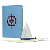 Diese-Klappkarten Pop-up Karte Gutschein oder Geburtstag - 3D Segelboot Yacht - Ausgefallener Reisegutschein zum Segeln - Segelreise Geschenkidee Glückwunschk
