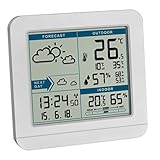 TFA Dostmann SKY Funk-Wetterstation, 35.1152.02,Wetterstation Funk mit Außensensor, Wettervorhersage, Funkuhr, innen und außen, L 123 x B 52 x H 117