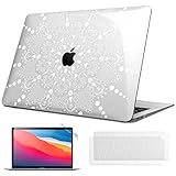 Fintie Hülle Kompatibel mit MacBook Air 13 (2018-2020) A2337 M1 A2179 A1932, Ultradünne Glatt Hartschale Schutzhülle Snap Case + 2 Tastaturabdeckungen + 1 Displayschutzfolie, Blumen Weiß