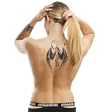 1 x Engel XL Tattoo - Engel mit Heiligenschein und Flügeln- Schwarzes Body Temporary Tattoo - LC897 (1)