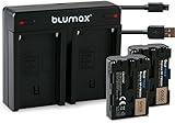 Blumax 2X Gold Akku 2040mAh ersetzt Sony NP-FM500H/NP-FM500 + Mini Dual-Ladegerät USB kompatibel mit Sony Alpha 68 Alpha 58 Alpha 99II