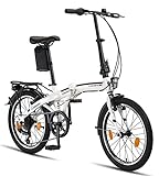 Licorne Bike CONSERES Premium Faltrad, Klapprad in 20 Zoll - Fahrrad für Herren, Jungen, Mädchen und Damen - 6 Gang-Schaltung - Hollandfahrrad - Weiß/Schwarz