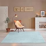 Taracarpet Teppich Kurzflor weicher flachflor Uni Bodenbelag ZOE fürs Wohnzimmer, Kinderzimmer, Schlafzimmer und die Küche geeignet Türkis 120x170