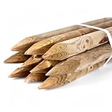 10 Stück 4,6 cm - Hochwertige imprägnierte Zaunpfähle aus Holz | Angespitzte Baumpfähle | KDI Grün Rundpfähle für Garten, Landwirtschaft & Landschaftsb