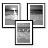 Kreative Feder 3-teiliges Premium Poster-Set - Kunstdruck Süchtig nach Wellen, Strand & Meer - Deko-Bild für Ihre Wand (A4, schwarzer Rahmen)