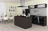 respekta Inselküche Küchenzeile Küche Küchenblock Einbauküche Hochglanz 310 cm Eiche (Schwarz)