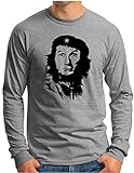 OM3® Che Guevara x Al Bundy Langarm Shirt | Herren | 90's Kult TV Serie Revolution Parodie | Grau Meliert, M