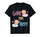 Gender Reveal Shirts Baby Blue Pink T-Shirt Mom Boy Or Girl T-Shirt