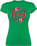 Muttertagsgeschenk Mama Geschenke - Beste Mama der Welt Blumenkranz - XL - Grün - Muttertag - L191 - Tailliertes Tshirt für Damen und Frauen T-Shirt