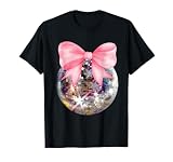 Discokugel mit rosa Schleife & Schneeflocken Retro Urlaub Party T-S