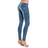 1Bests Damen Slim Low Waist Push Up Jeans Hose Skinny Figurbetonter Denim Casual Sport Yoga Leggings, hellblau, Large