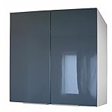 Berlioz Creations CP8HG Hängeschrank für Küche mit 2 Türen in grauem Hochglanz, 80 x 34 x 70 cm, 100 Prozent französische Herstellung