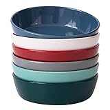 FE Pasta Bowls 40oz, 8inch Stackable Salad Bowls Porcelain Serving Bowls for Dinner, Set of 6 (Multi)