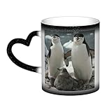 Keramiktasse, Antarktis, Pinguin-Eltern und Küken, bedruckt, farbwechselnde Tasse im Himmel, Kaffeetasse, Teetasse, hitzeempfindliche Kaffeetassen