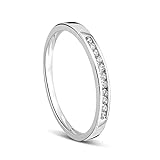 Orovi Damen-Ring Memoire Hochzeitsring Weißgold 14 Karat (585) Brillianten 0.10 carat Verlobungsring Diamantring