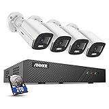 ANNKE NC400 24/7 Farbansicht 4MP PoE Überwachungskamera Set, 8CH 6MP PoE NVR mit 2TB HDD + 4 Pcs IP PoE Kamera unterstützt H.265+ -Videoformat und IP67 Wetterfest - ANNKE NightChroma 0.001 Lux