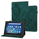 GoodcAcy Tablet Hülle für iPad 5/6/7/9.7/Apple iPad Air 2 Tablet Schmetterling Muster Schale PU-Leder Magnetisch Standfunktion ultradünne leichte Schutzhülle mit Auto Schlaf/Wach Funktion,Grün
