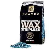 KOAMBO Brazilian Waxing Wax - Enthaarungswachs für Männer & Frauen - Intimbereich & empfindliche Haut - Niedriger Schmelzpunkt, Naturharz - Wachsperlen, in Italien hergestellt - Kobalt, 1 kg