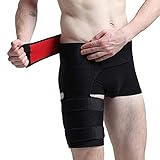 Einstellbare Oberschenkelbandage Hüfte Leiste Stabilisator Männer Frauen Hip Brace Oberschenkel Bein Kompression Unterstützung Wrap Sleeve für Hip Joint Pain, Quad Hamstring Gelenke Erholung (Beister)