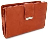 ekavale Damen Geldbörse aus weichem Leder mit RFID-Schutz - Damen-Portemonnaie (Rust)