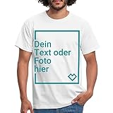 Spreadshirt Personalisierbares T-Shirt Selbst Gestalten mit Foto und Text Wunschmotiv Männer T-Shirt, L, weiß